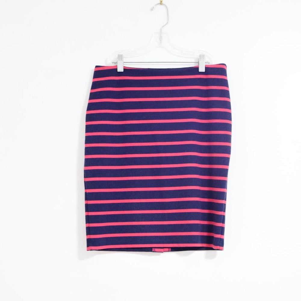 OLIVE & OAK Pink & Navy Stripe Pencil Skirt | Size 6